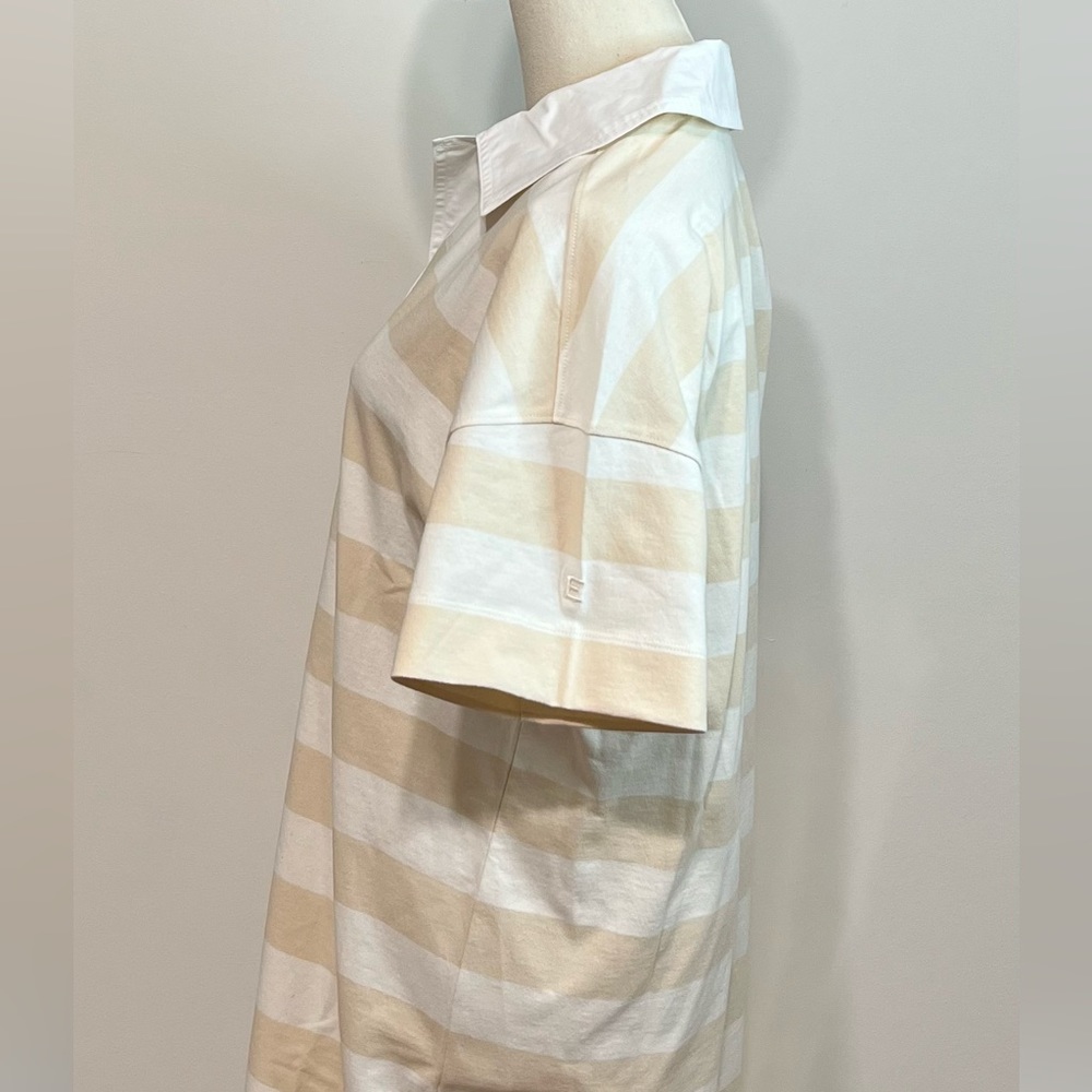 Everlane The Organic Cotton Polo Dress Striped Beige Size Small - Picture 10 of 12